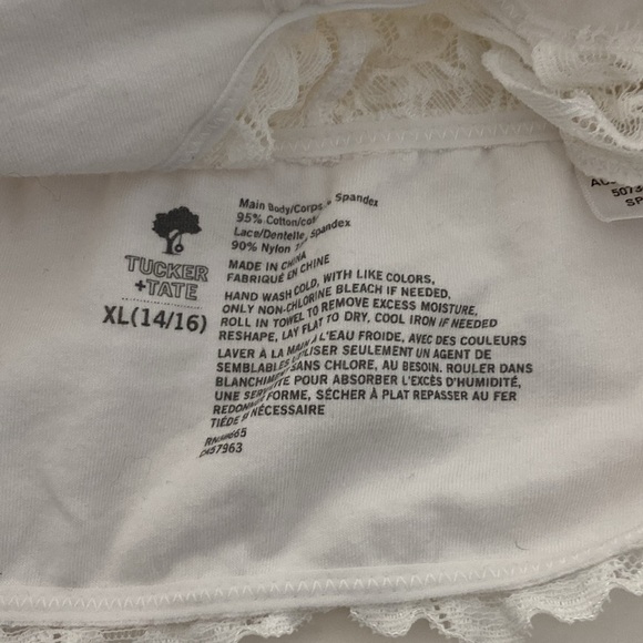 Girls lace bralette Tucker + Tate Nordstrom sz XL 14/16 White Racerback - Picture 3 of 3